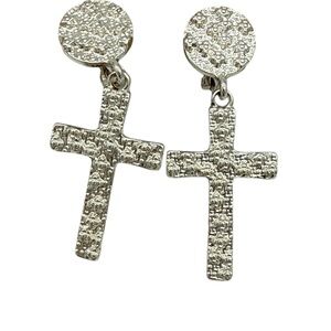 3/$18 Silver-Tone Textured Cross Clip-On Earrings